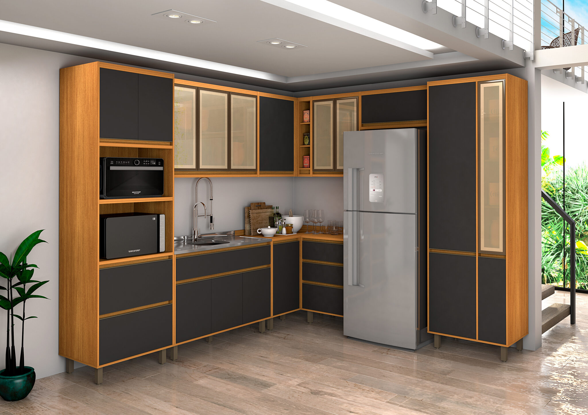 Coz Agata 10 módulos canto nature-grafite reflecta