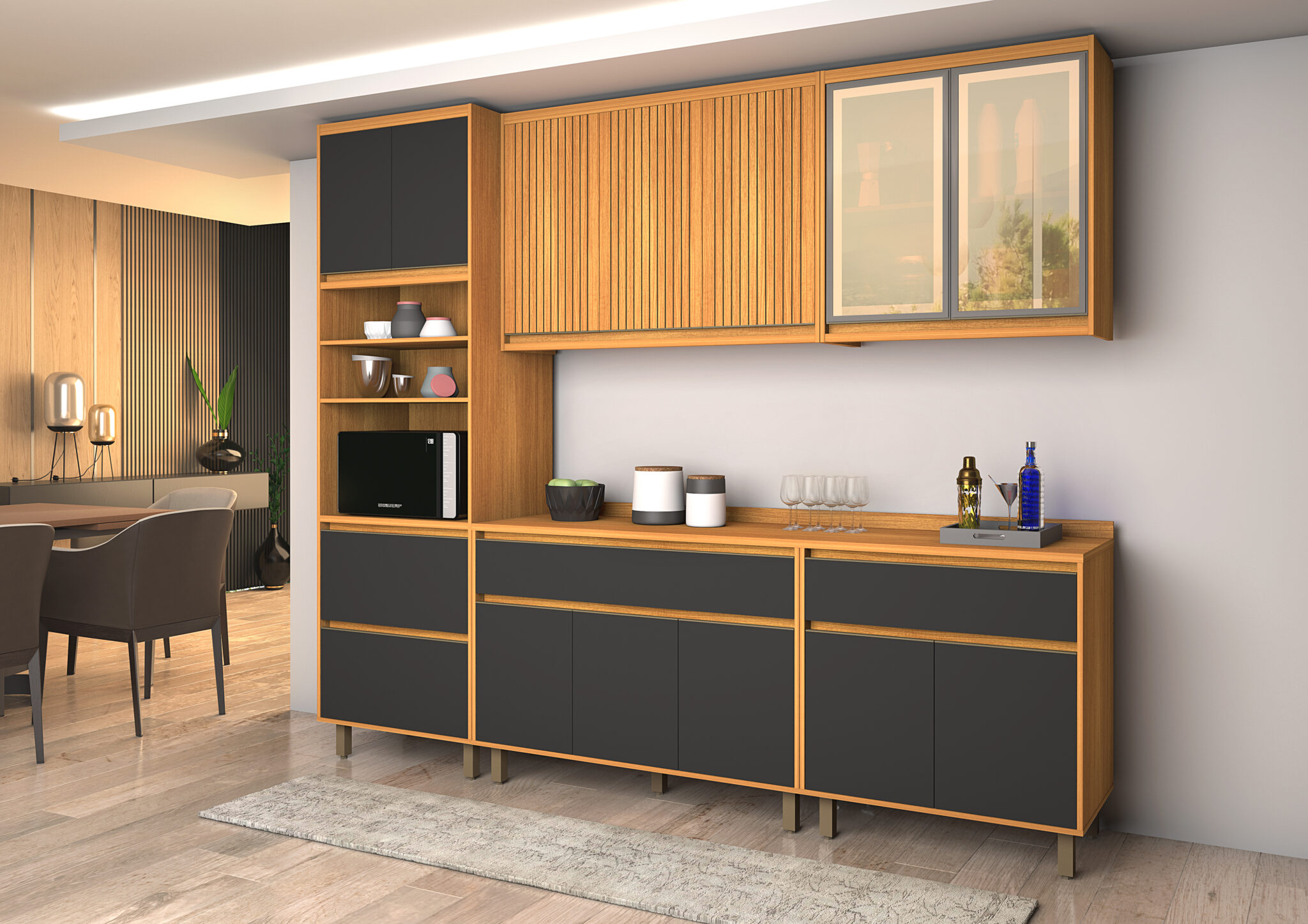 Coz Agata 5 módulos nature-grafite ripado